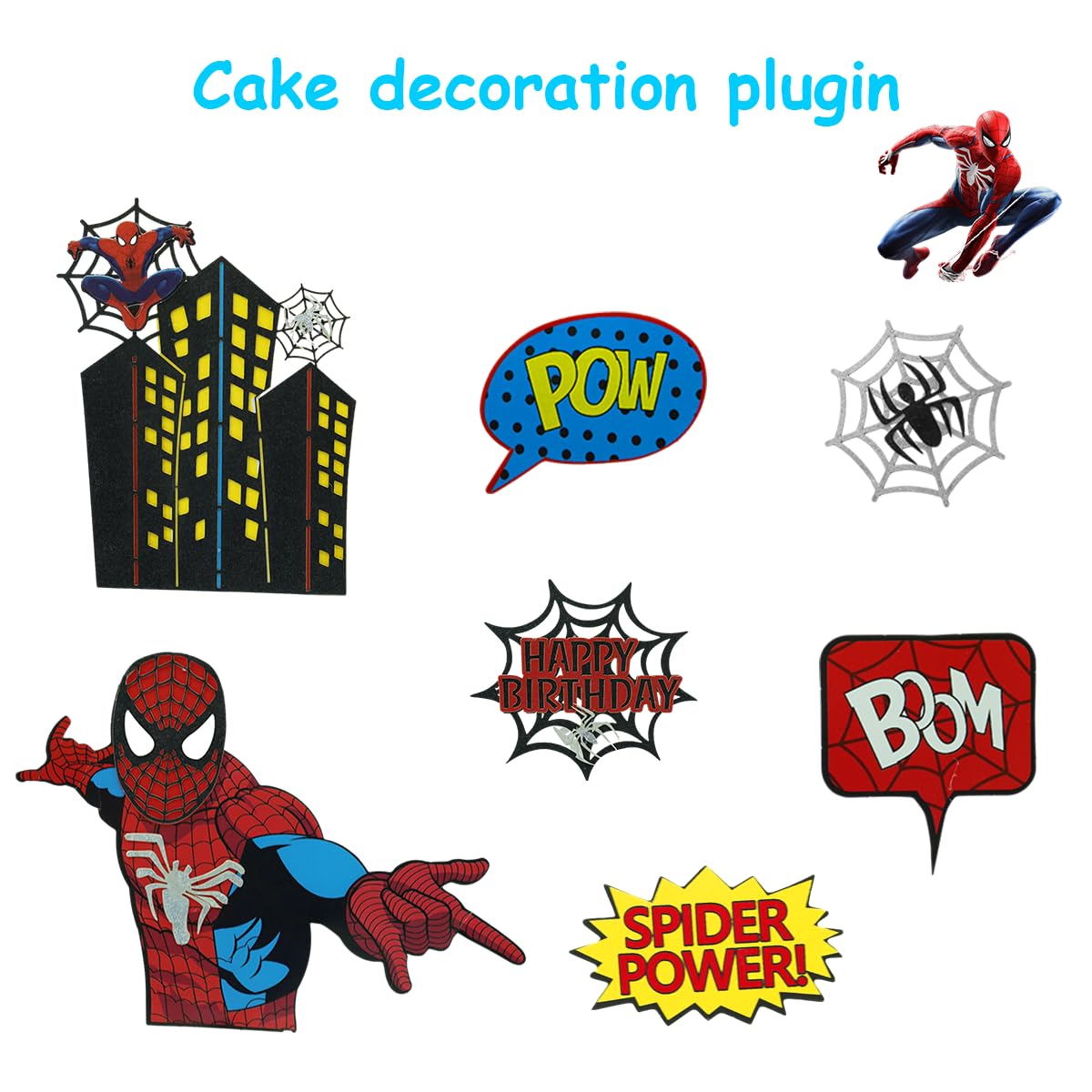 HASTHIP® Spiderman Birthday Cake Decoration Items Kit Spider-man Cartoon Creative Cup Cake Topper Decorations for Men Kids Boys Birthday Party Supplies