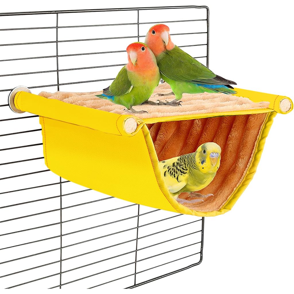 Qpets® Bird Nest for Cage Hanging Bird Nest Winter Warm Bird Hammock for Cage Bird Cage Bird Nest Small Pet Bed for Parakeet Lovebird Cockatoo Finch Hamster Chinchilla Guinea Pig, Orange