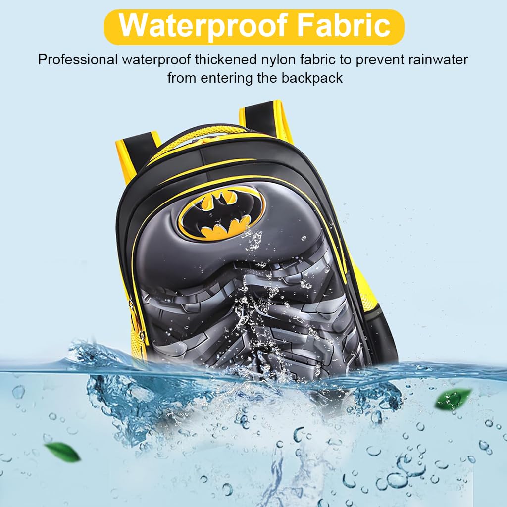 Venzina School Bags for Boys with 3D Batman Hard Shell Design and Oxford Cloth | Ages 6–10