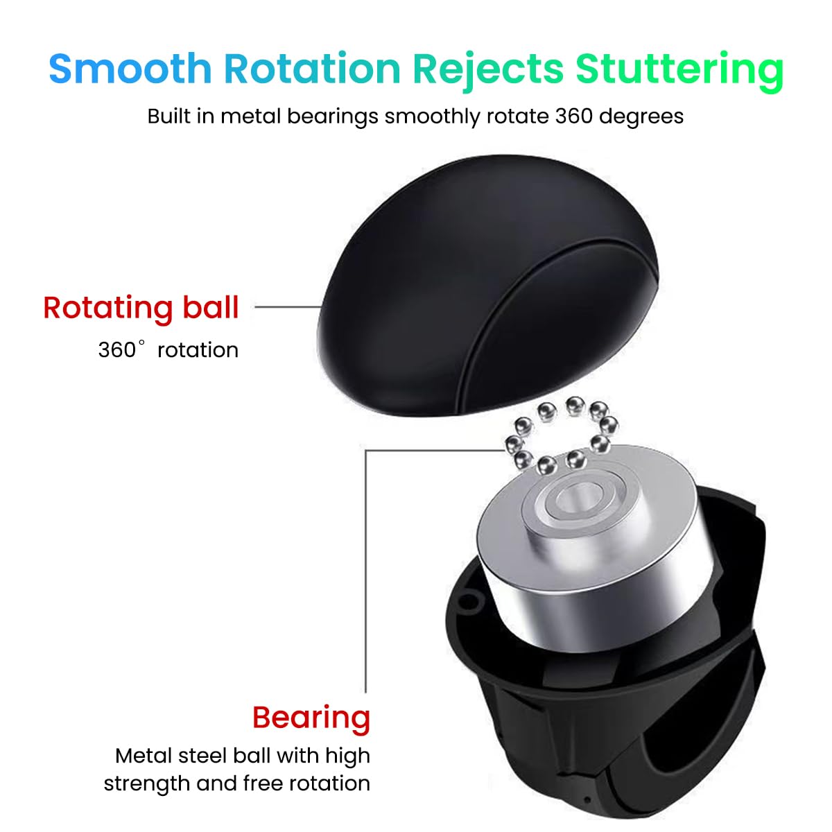 STHIRA Power Handle Car Steering Wheel Knob for Easy Control with 360° Rotatable Design and Anti Slip Silicone Cap