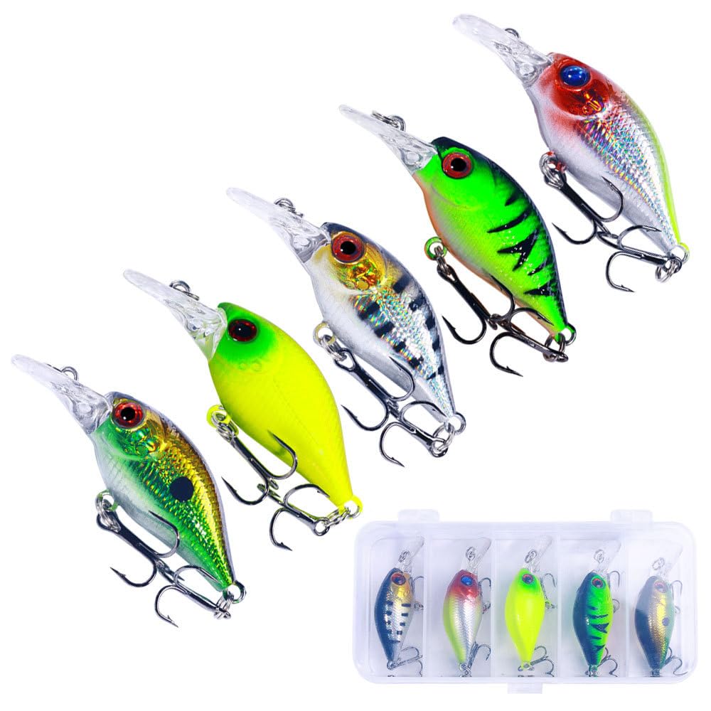 Proberos® 5pcs/lot Fishing Lures Kit Plastic Crank Bait 4.2g/5cm Wobblers Crankbait Tackle Bass Bait for Fishing-Multicolor