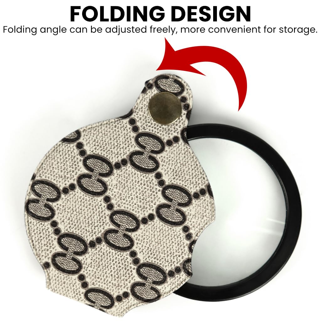 OFIFO Magnifying Glass for Reading with 10X and 15X Dual Lens Featuring Folding PU Cover | Pocket Handheld Magnifier