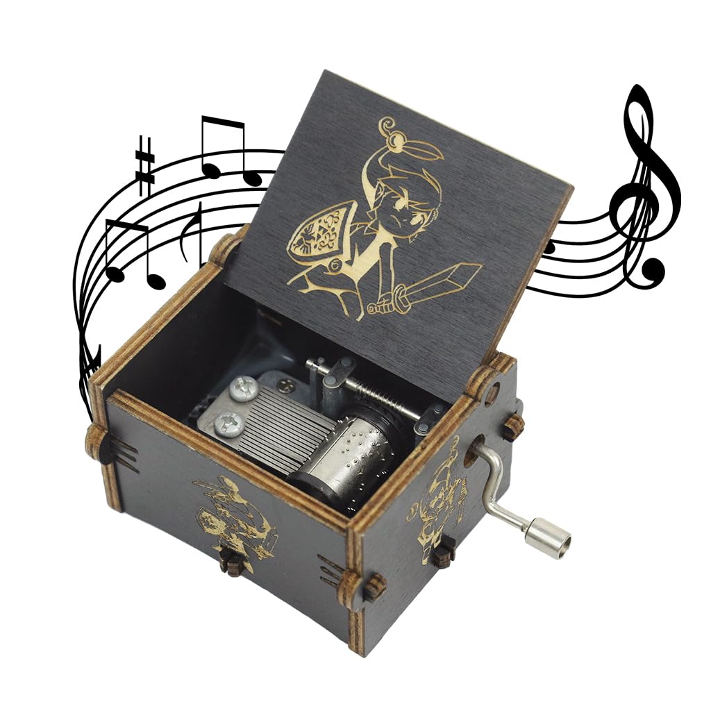 PATPAT Zelda Wooden Music Box featuring 6.4x5.1x4.2cm size and manual crank mechanism | ideal gift