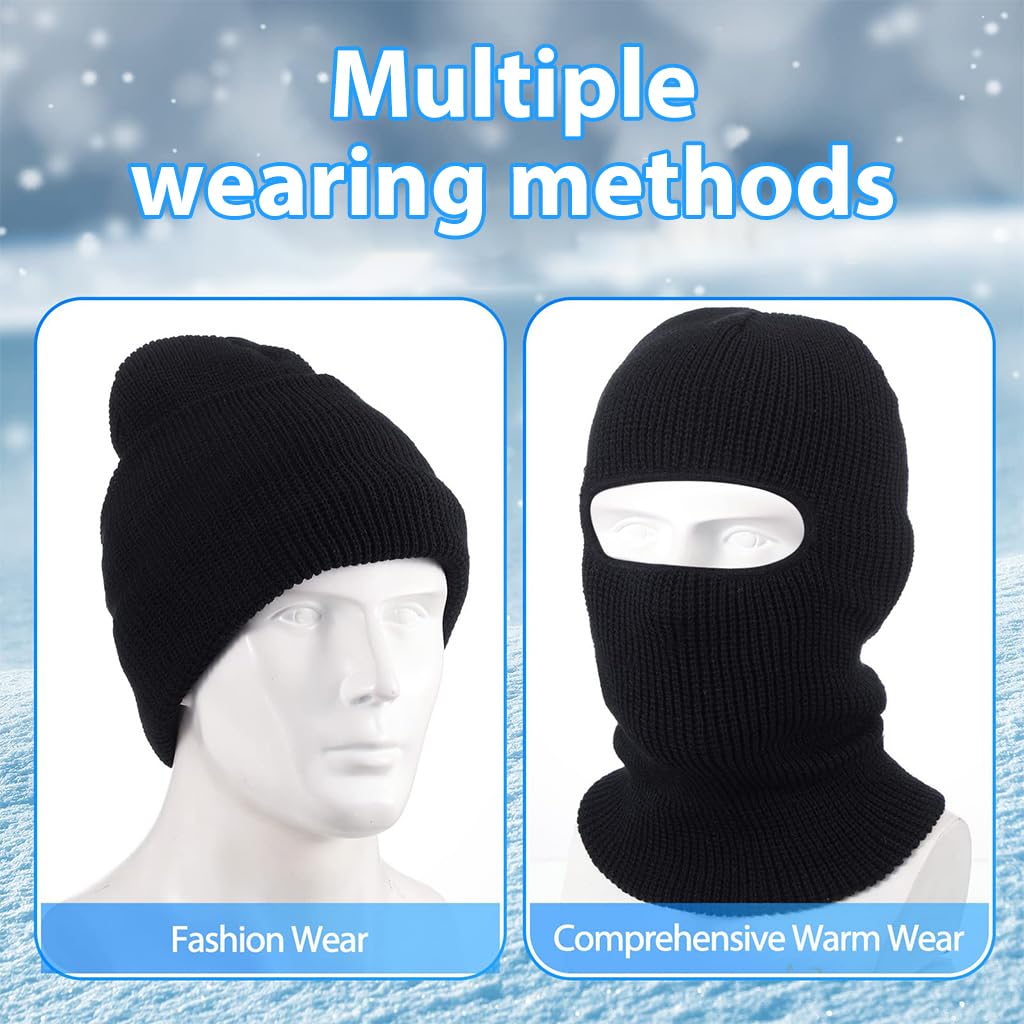 PROBEROS Knitted Balaclava Face Mask for Ski & Motorcycle Use with Ergonomic Fit | 2PCS