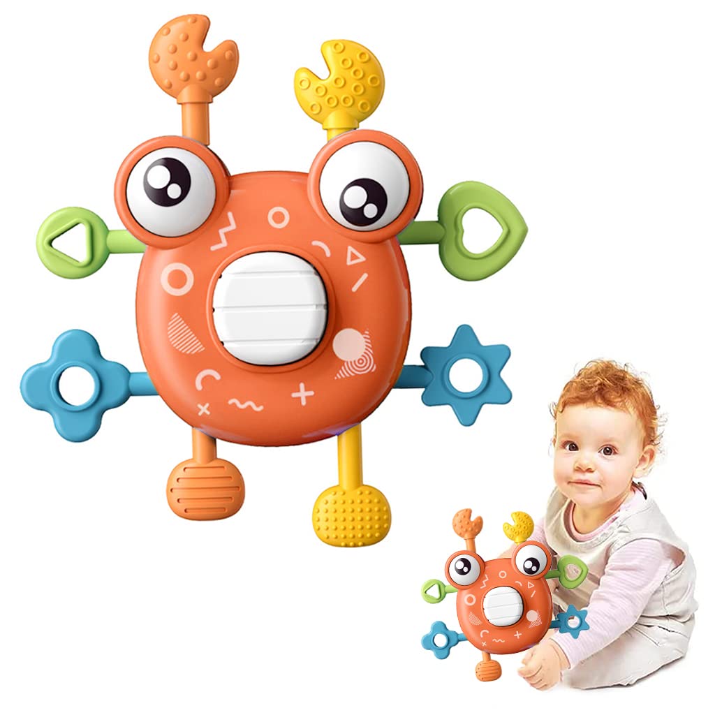 PATPAT Sensory Toys for Kids featuring Pull String Crab Design with Food Grade Silicone | Montessori Fine Motor Skill Toy for Babies 6 Months Plus