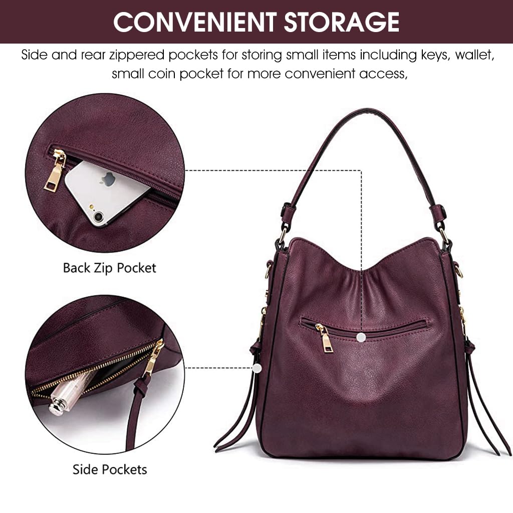 PALAY Tote Bag for Women with Large Capacity and Detachable Straps in Purple | PU Leather