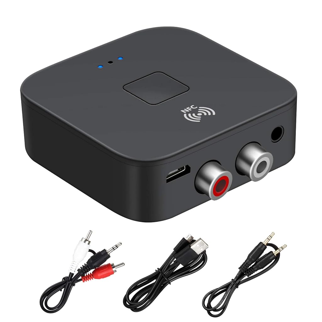 Verilux® Bluetooth 5.0 Audio Receiver with NFC Wireless Function 3.5mm AUX/RCA Input, Bluetooth Connector Streaming Music from Phone/Tablet/PC to Home Theatre Car Stereo Music System for Speaker