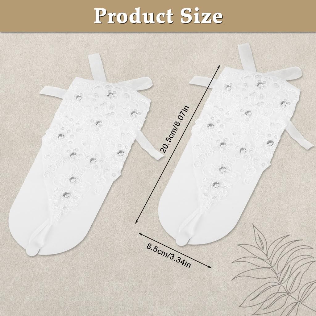 Zibuyu Elegant White Lace Fingerless Gloves for Weddings and Parties | Stretch Mesh Bridal Accessory