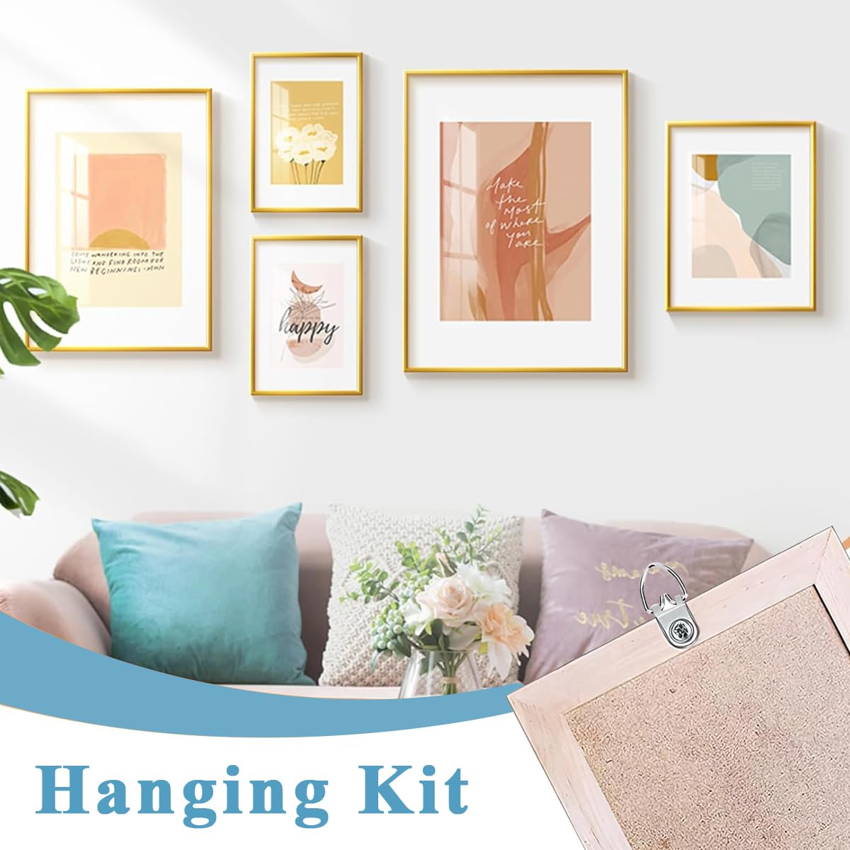 Serplex Picture Hanging Wire Kit for Photos and Artwork with 100 ft Steel Wire & D Rings | Supports up to 30lbs