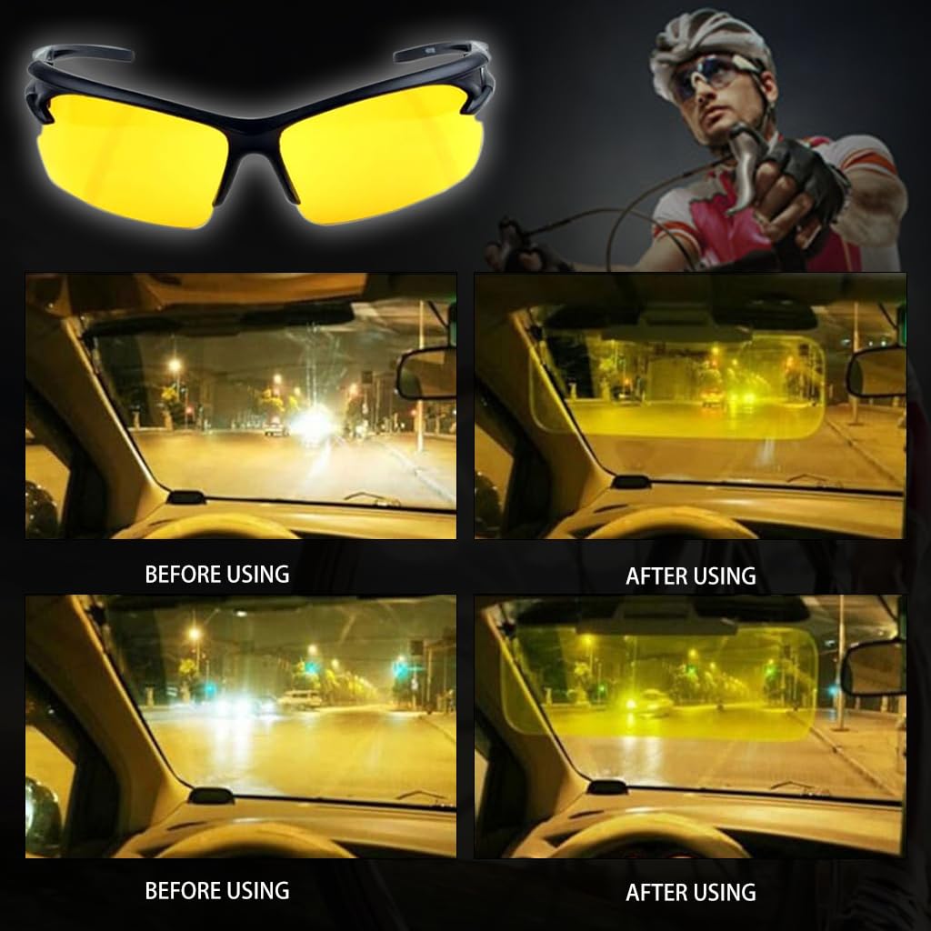 Proberos Night Vision Glasses for Driving with UV400 Protection and 28g Ergonomic Design | Non Polarized Sports Sunglasses for Men and Women