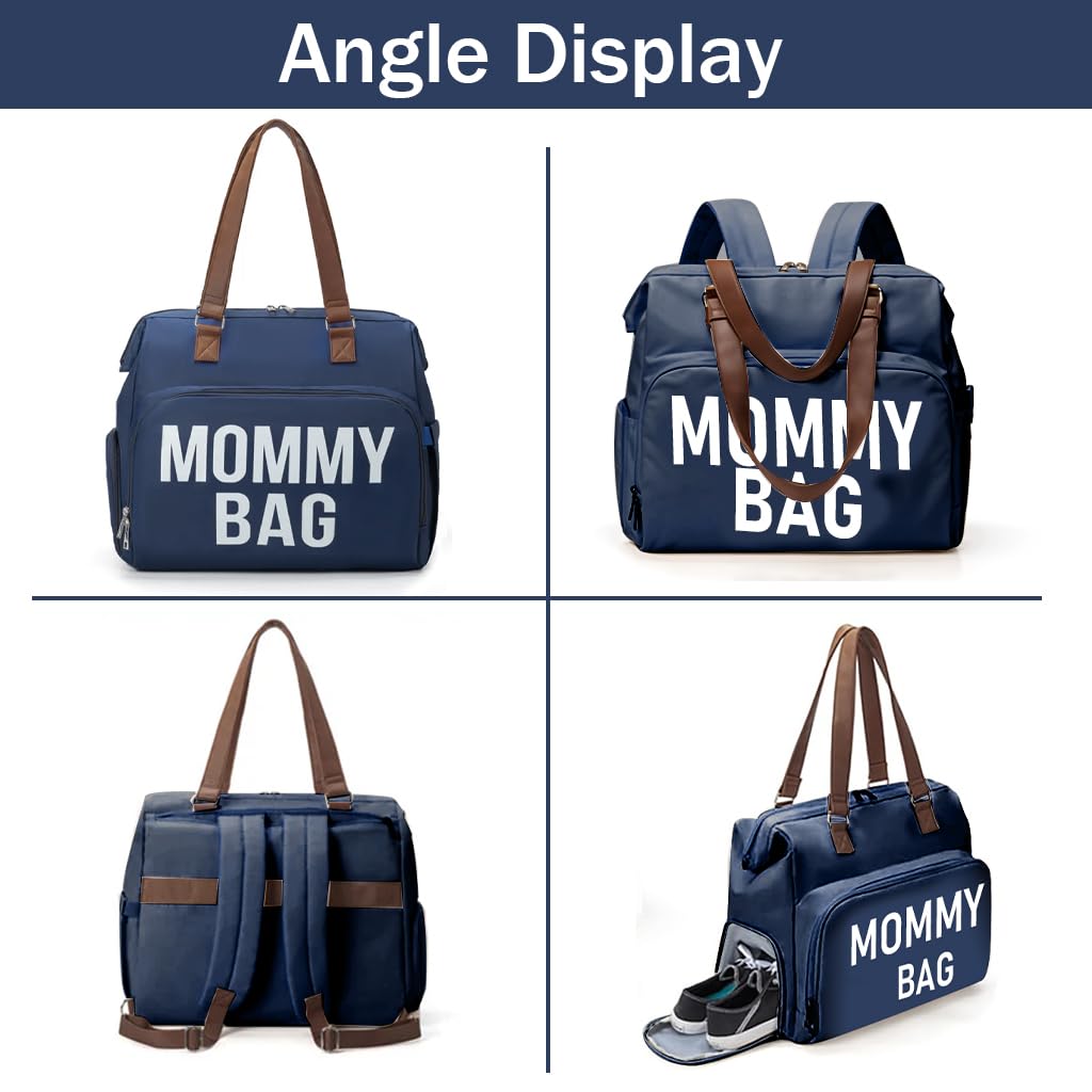 Zibuyu Mommy Diaper Bag Backpack for Travel with Multi Layer Storage and Shoe Compartment | Waterproof Oxford Cloth Tote for Baby Essentials