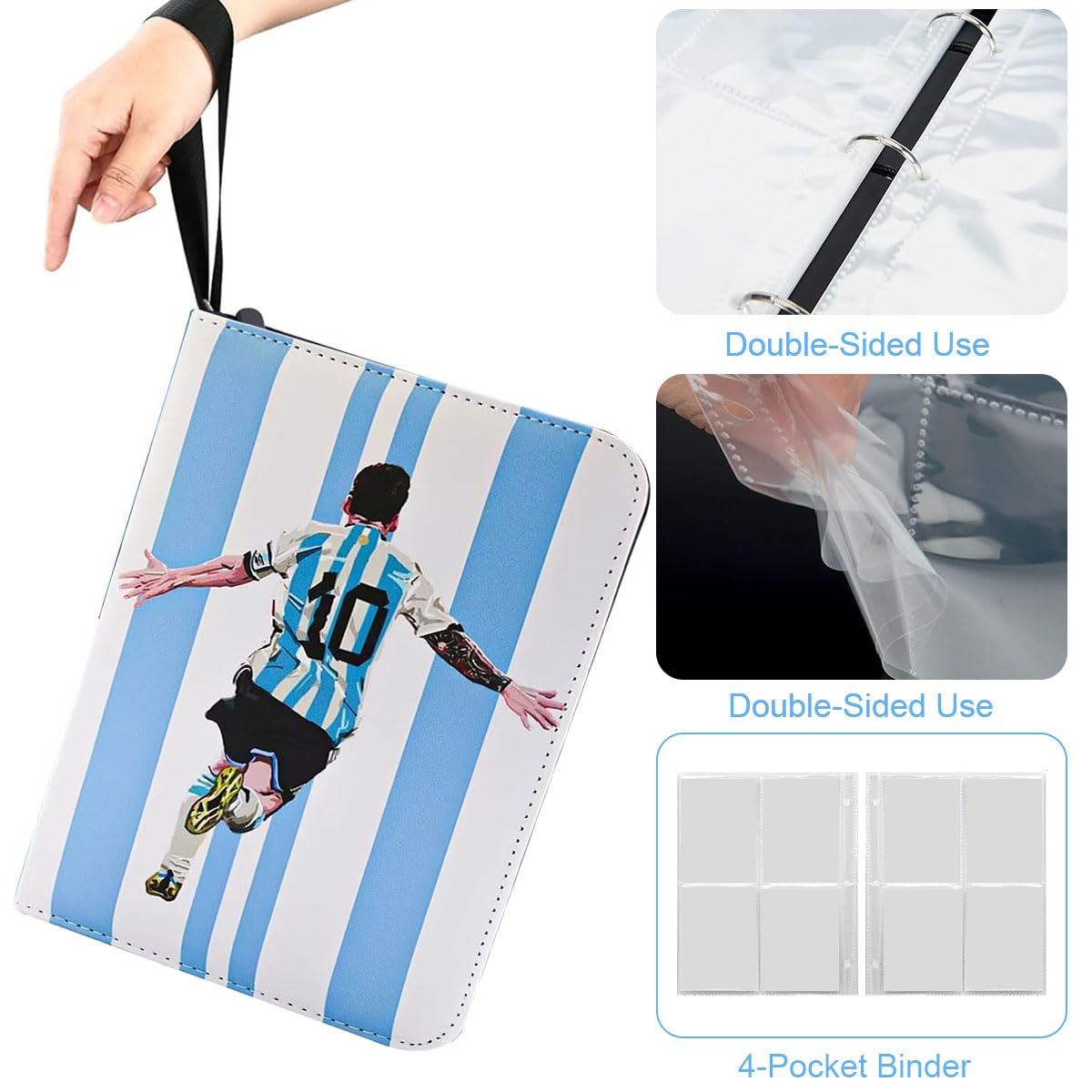 PATPAT Soccer Card Binder for Collectible Cards with 400 Pockets and Zipper Closure | Waterproof PU Cover