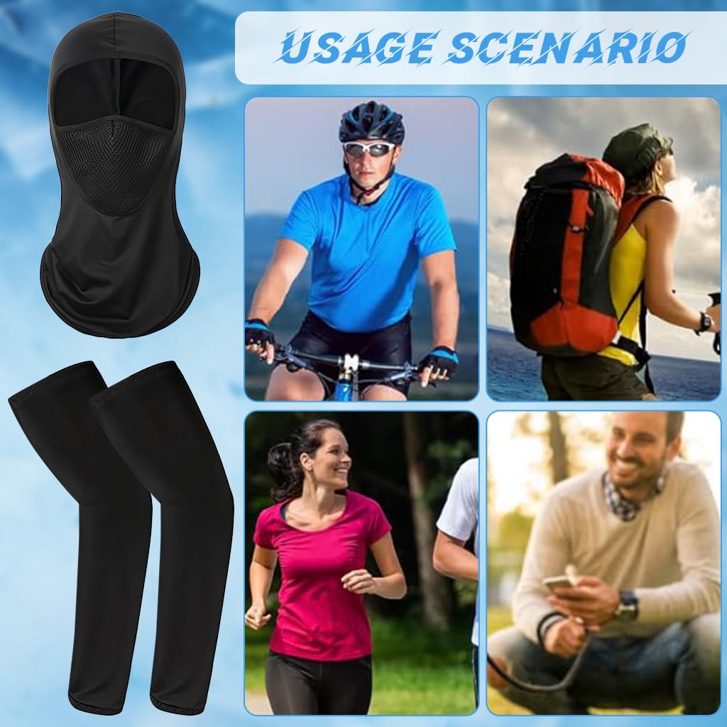 Proberos Ice Silk Arm Sleeves with UV Protection for Outdoor Sports | Breathable Unisex Face and Neck Cover