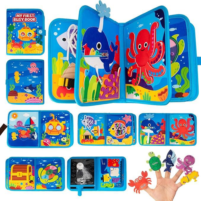 SNOWIE SOFT® Busy Board for 1 Year Old, Ocean Quiet Busy Book for Toddlers 1-3