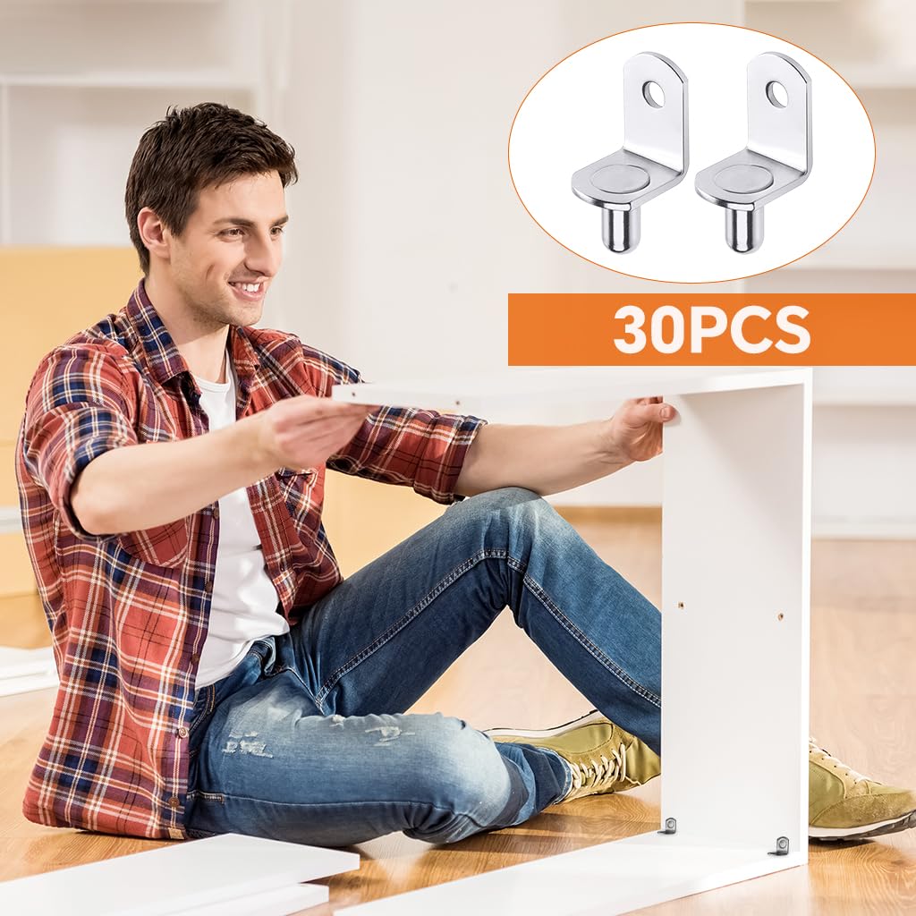 Serplex L Shaped Brackets for Closet and Wall Shelves with Screw Mounted Support | 30 pcs Metal Set