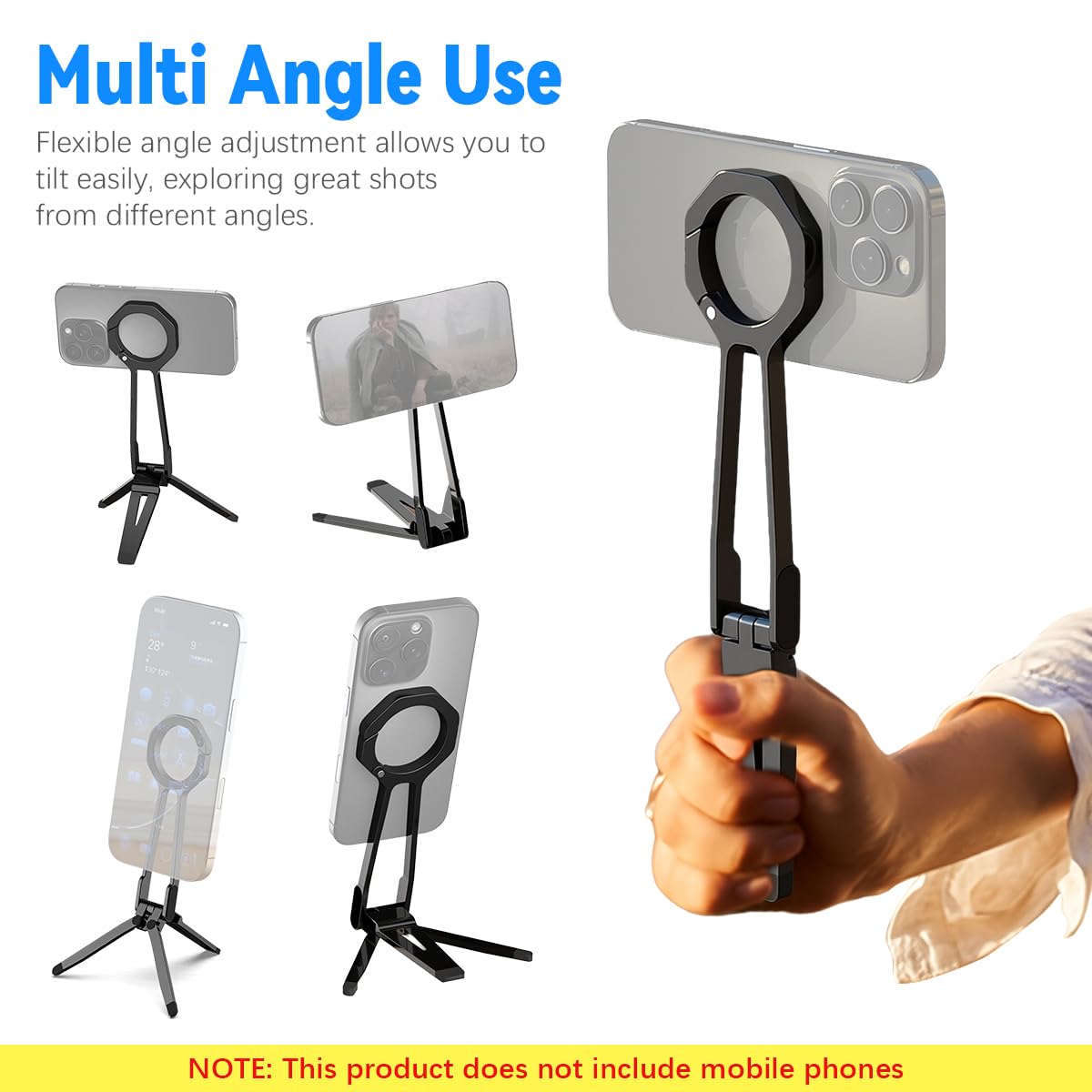 ZORBES Magnetic Phone Tripod Stand for iPhone with 360 Degree Adjustable Aluminium Base | Folding Portable Holder for Livestreams and Video Calls