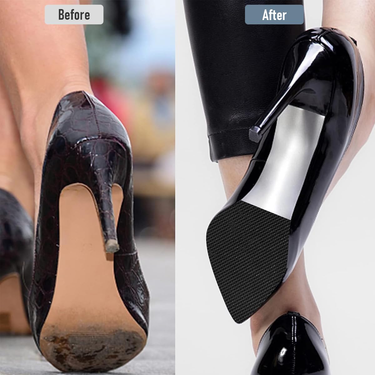 MAYCREATE Shoe Sole Protectors 24PCS for Leather Shoes and High Heels featuring Non Slip Rubber | Self Adhesive Cuttable Grips