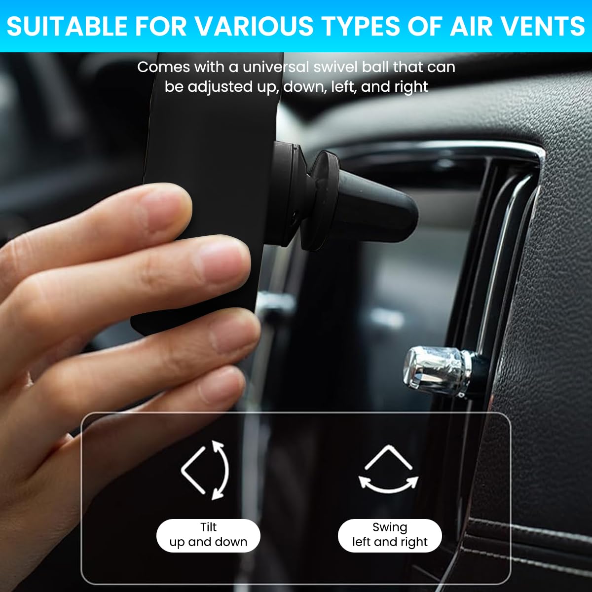 STHIRA USB Car Fan for Air Vent with 3 Speed Adjustable Cooling and LED | 9.3x7.9cm 2PCS