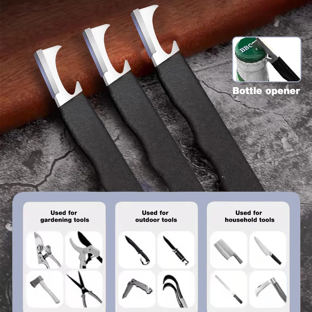 HASTHIP Diamond Sharpening File for Scissors and Garden Tools featuring Anti Slip Handle | 3PCS 5 in Steel Design