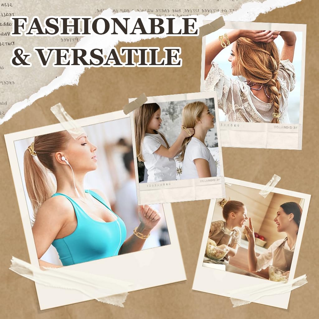 PALAY Hair Ties for Women featuring Golden Chain Charm Set of 3 | Stylish Wrist Bracelets