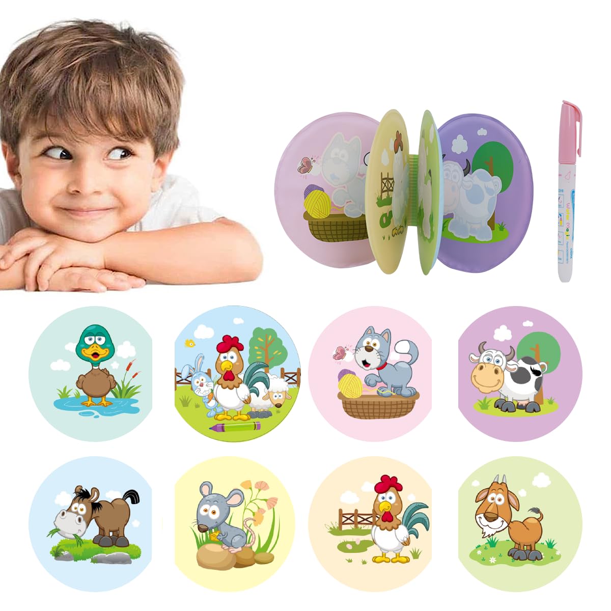 PATPAT Magical Water Painting Book for Toddlers with 8 Waterproof Pages and EVA Cover | Fun Bath and Travel Coloring Toy