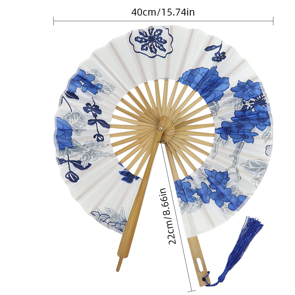 HASTHIP Round Handheld Fan for Wedding and Home Décor with Bamboo Frame and Fabric Art | Ideal Gift for Women