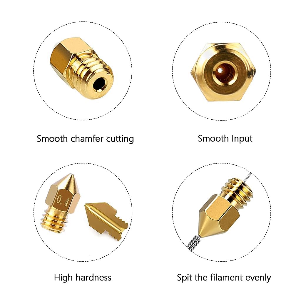 Serplex® 25Pcs 0.4mm MK8 Nozzles 3D Printer Extruder Nozzles 3D Printer Brass Hotend Nozzles with Box for Creality Ender 3/Ender 3 Pro/Ender 3 Max/Ender 5 Pro/Ender 3 S1/Ender 3 Neo/CR 10 Series