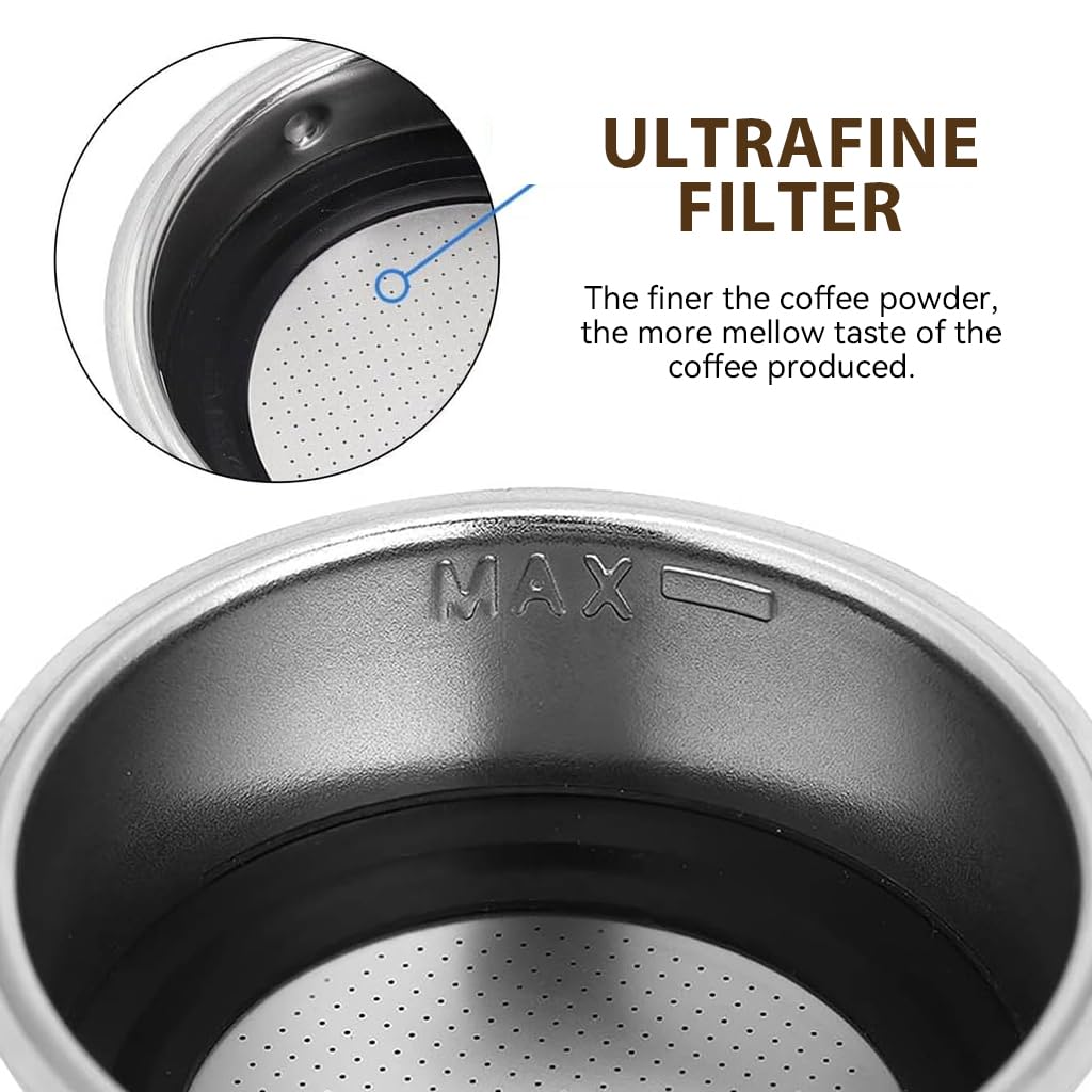 Supvox 51mm Portafilter Filter for Derlla Coffee Maker with Double Basket | Stainless Steel Replacement