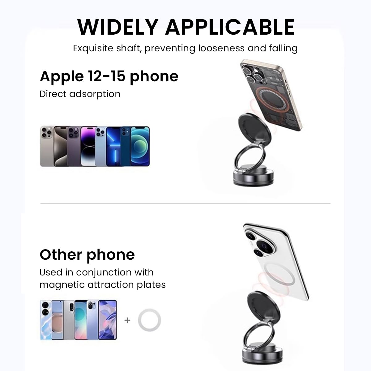 STHIRA Magnetic Car Mobile Holder for Dashboard with 360° Rotation and Foldable Design | Strong Suction Mount