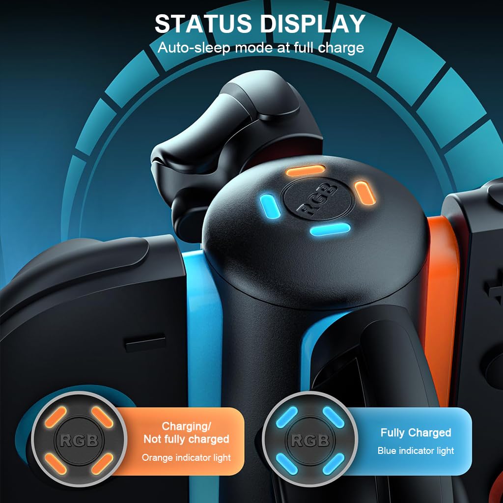 ZORBES Charging Station for Nintendo Switch 2 Joy‑Cons with 9 RGB Modes and Magnetic Base