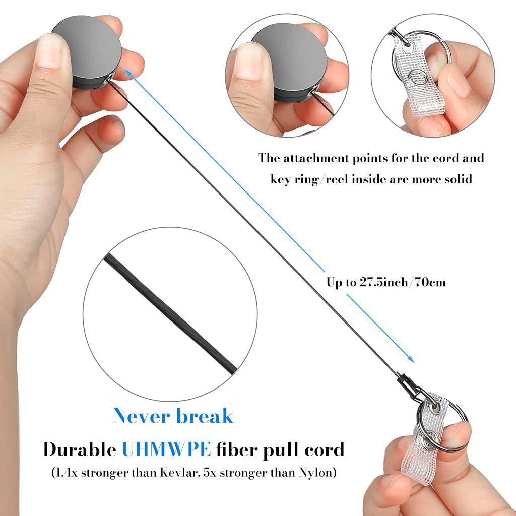 OFIFO Retractable Keychain for Office and Security with 68cm Steel Wire Pull Cord | Zinc Alloy Badge Reel for Men and Women