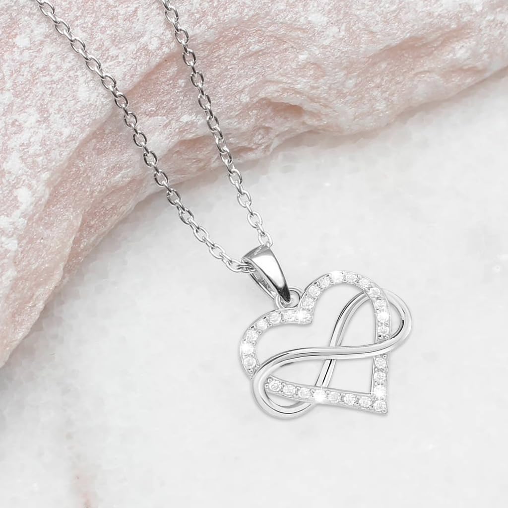 SANNIDHI Necklace for Women featuring Infinity Love Heart Pendant with Rhinestones | Gift Box
