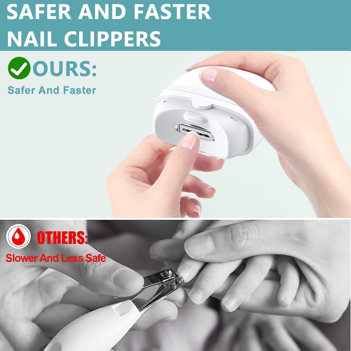 SNOWIE SOFT Baby Nail Trimmer for Newborns with LED Light and 2 Speed Modes | USB Rechargeable