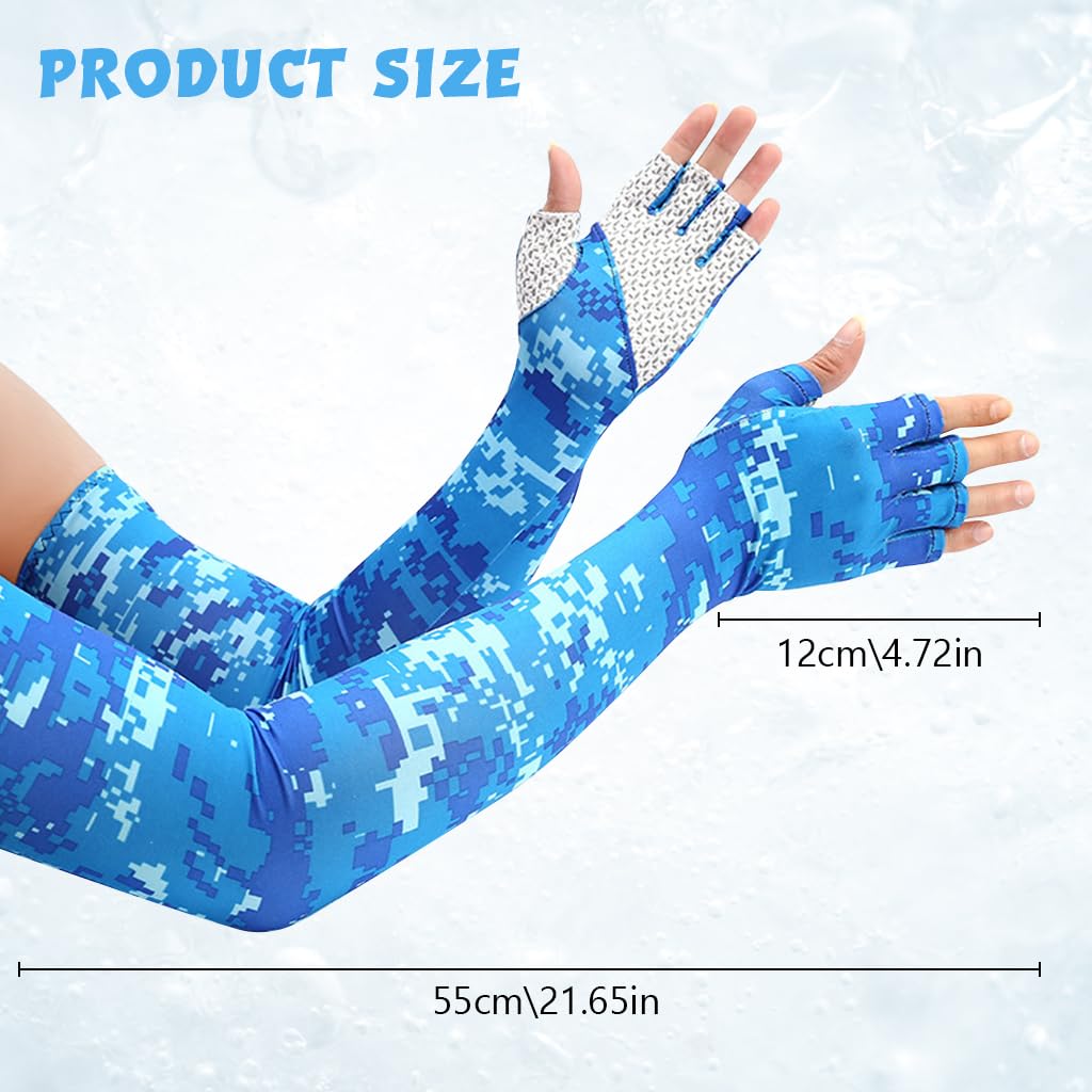 PALAY® Arm Sleeves UV with Compression & Cooling Effect, UV Protection Gloved Arm Sleeves for Men & Women Cycling Ice Arm Sleeve Fingerless Sun Compressionm for Golf, Baseball, Basketball