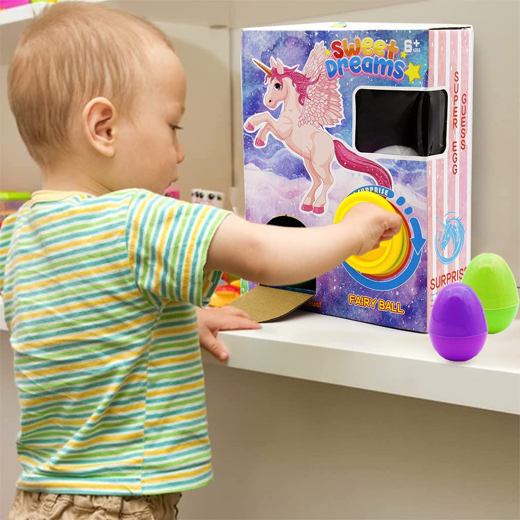 PATPAT Unicorn Toy Vending Machine for Kids with 6 Color Capsules and 9 Bonus Surprises | Ideal Birthday Gift