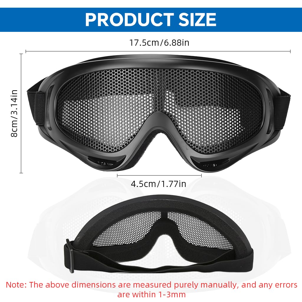PROBEROS Tactical Mesh Goggles for Airsoft and Paintball featuring 0.7mm Steel Mesh | Anti Fog Eye Protection with Adjustable Strap