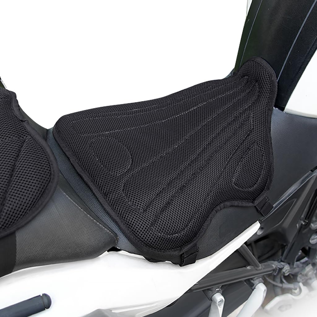 Sthira Motorcycle Seat Cover for Long Rides with 3D Shock Absorption | 36×39cm Breathable Black Cushion