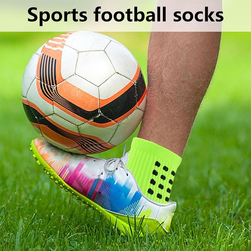 PROBEROS Football Socks for Athletic Training with Anti Slip Rubber Pad Grip | Green 2PCS
