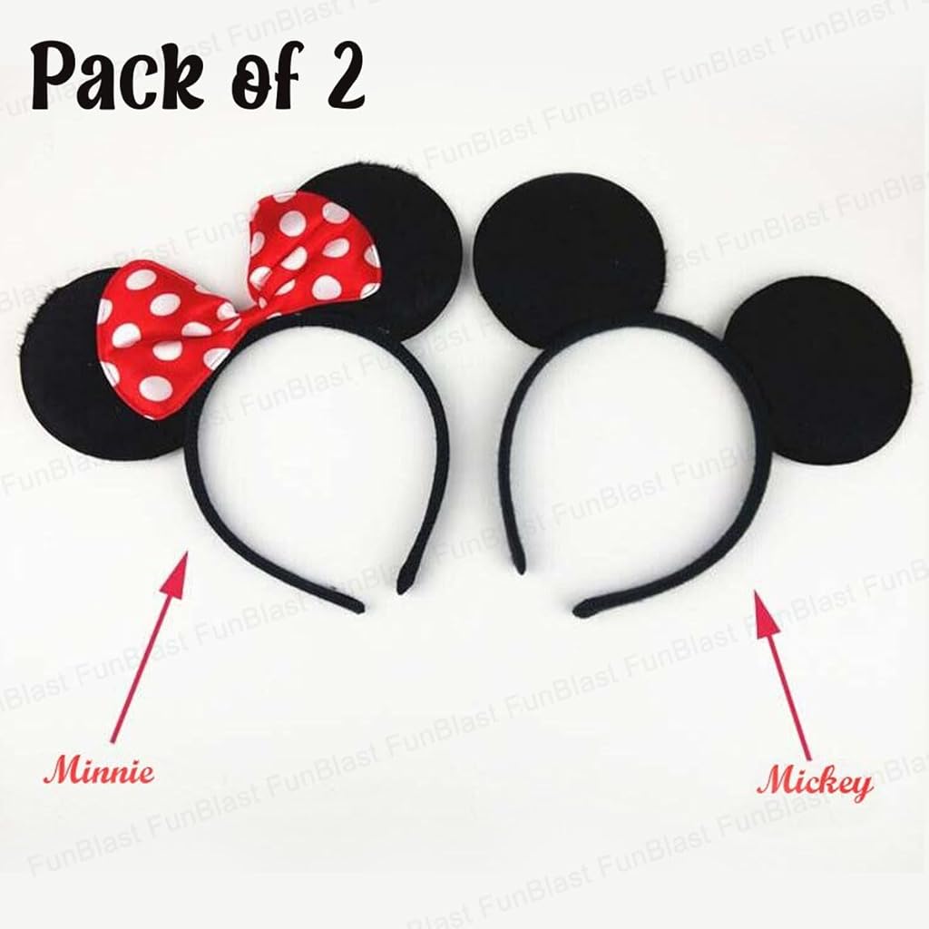 ZIBUYU® 2Pcs Cute Head Bands for Girls Red Bow Mouse Ear Head Bands Funny Head Bands for Boys Girls Party Prop Birthday Party Halloween Party Head Pieces