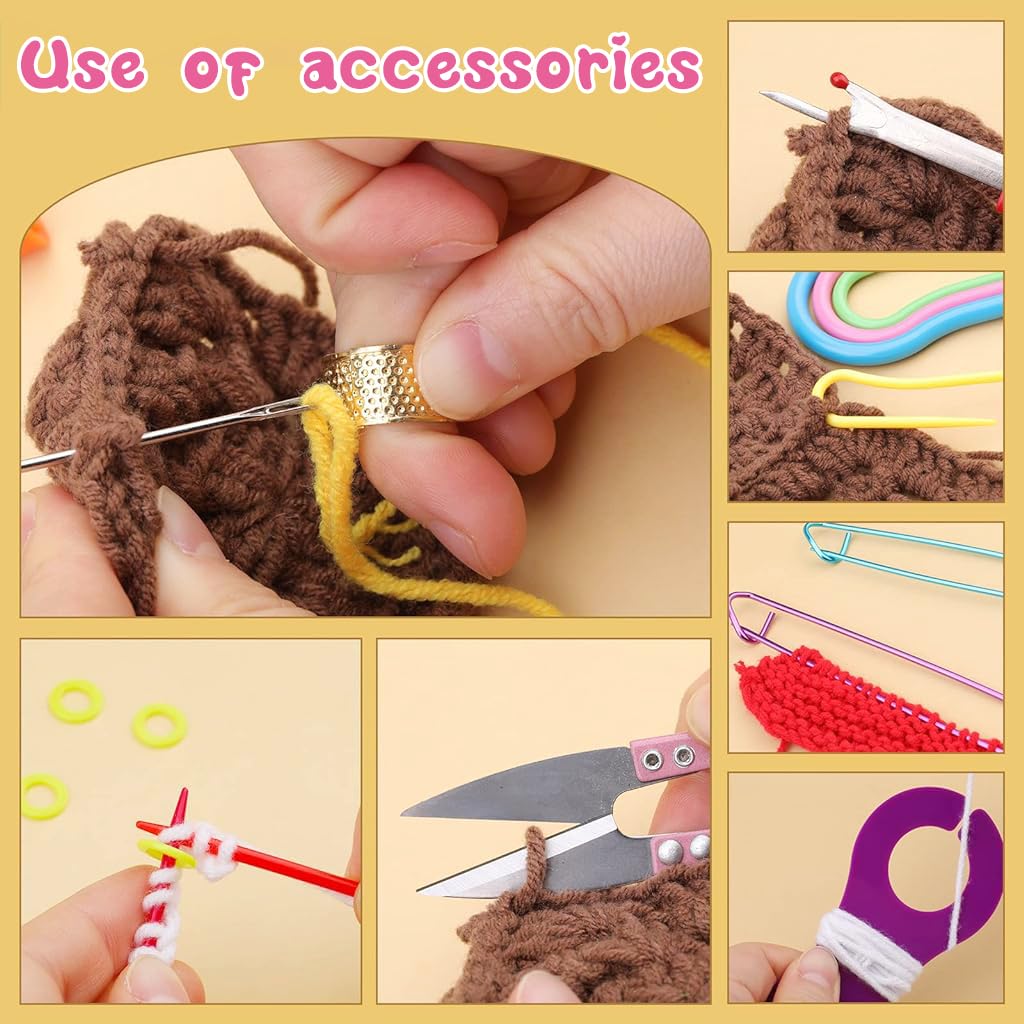 HASTHIP Crochet Hooks Set with 109 pcs aluminum hooks and case for beginners | color coded ergonomic design