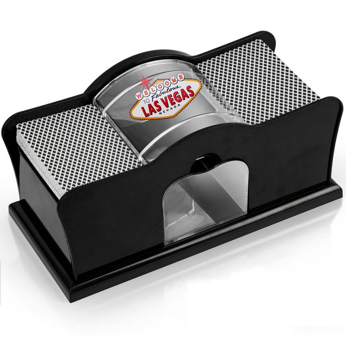 Supvox Manual Card Shuffler for Casino Poker Games with Hand Crank and Clear Housing Design