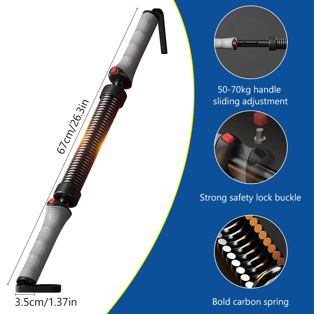 Proberos Power Twister Bar for Upper Body Training featuring 110lbs to 154lbs Resistance | Advanced Carbon Steel with Rubberized Grip