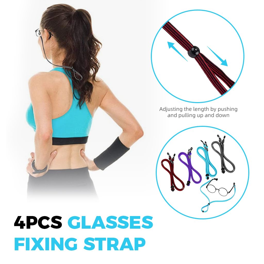 HASTHIP Specs Holder Strap for Glasses with Adjustable Grippers and 27.5 in Polyester Cord | 4Pcs Set for Active Wear