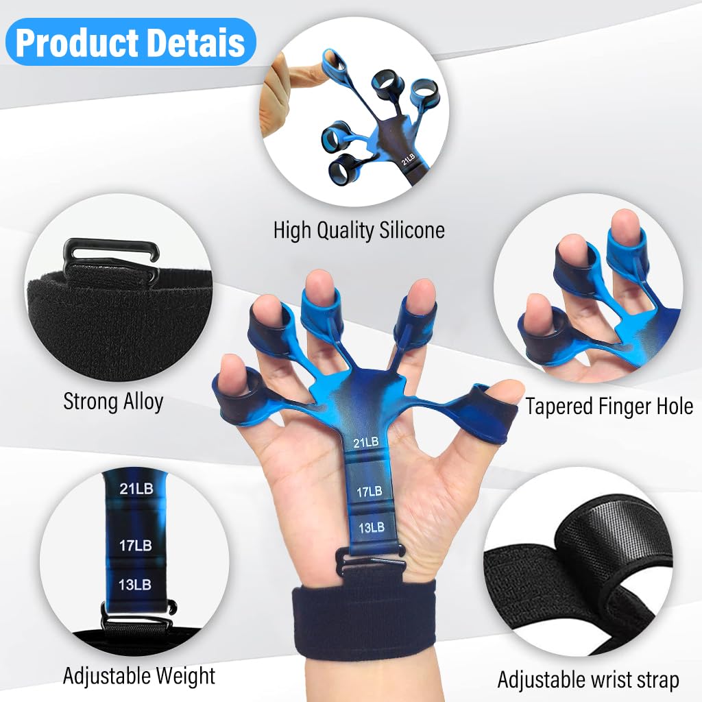 Proberos Finger Gripper for Hand and Wrist Training with Dual Resistance 6.6–21LB | Silicone Finger Exerciser