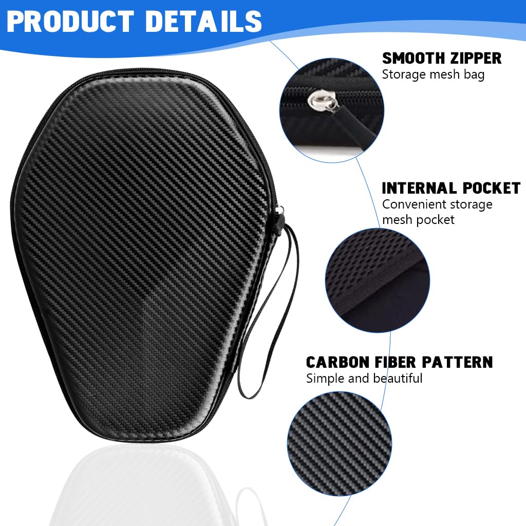 Proberos Table Tennis Paddle Case with EVA Hard Shell Carbon Fiber Pattern | Waterproof Storage Bag