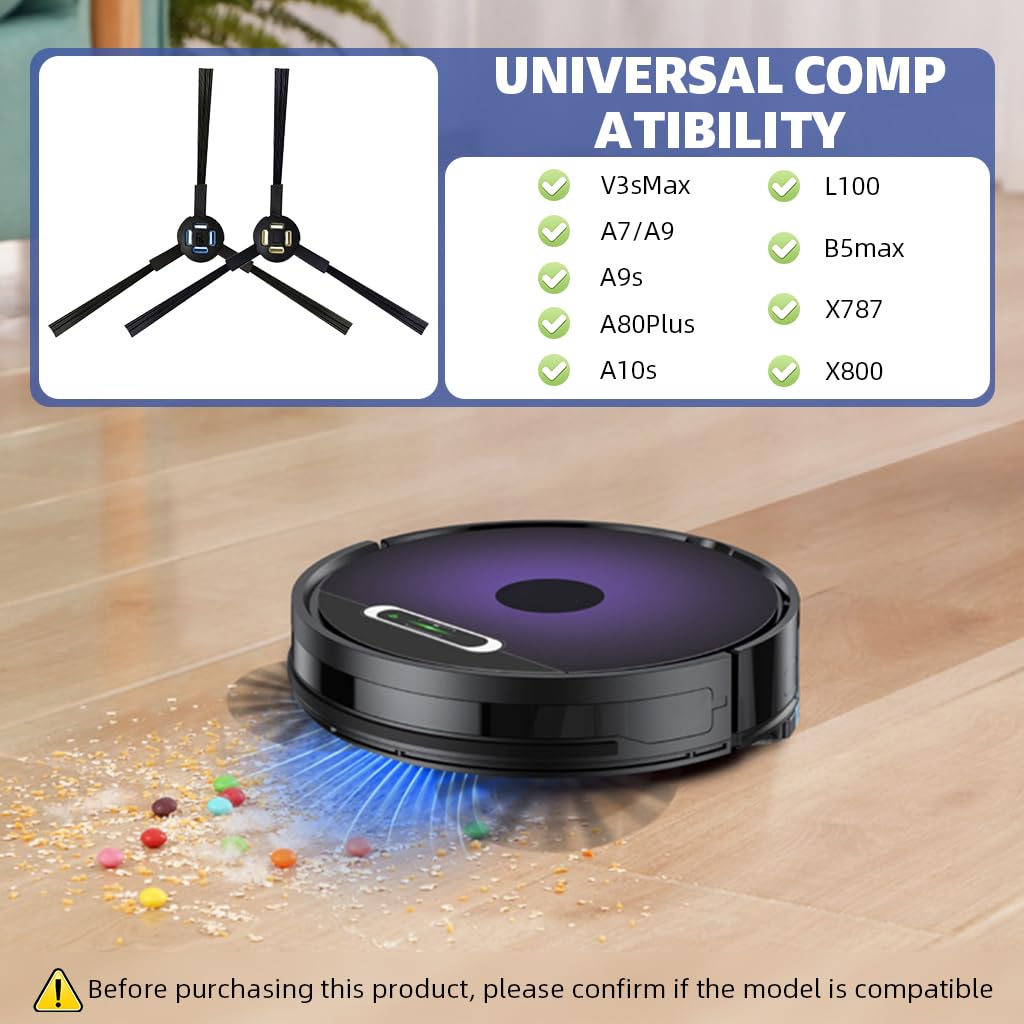 Verilux Side Brushes for ILIFE Robot Vacuum Cleaner 12PCS featuring Anti Tangle Design
