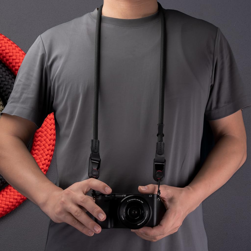 ZORBES Camera Strap for DSLR and Mirrorless with Quick Release and 110cm Nylon Rope | Black Crossbody Hands Free Design