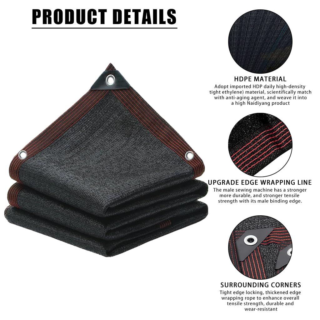 HASTHIP Garden Sun Shade Sail for Patio and Plants featuring 2×3m HDPE UV Cloth | Black