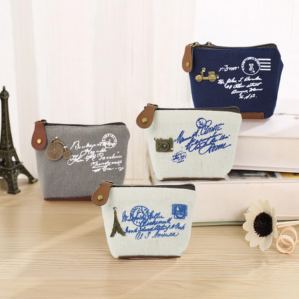 ZIBUYU Cute Decor Coin Pouch for Daily Use with 4pcs 10cm Canvas Design | for Women and Kids