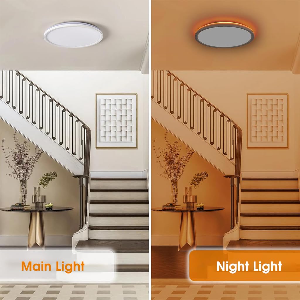 ELEPHANTBOAT LED Ceiling Light with Remote Control 24 W 3 Color Dimmable White | 1800K Night Light